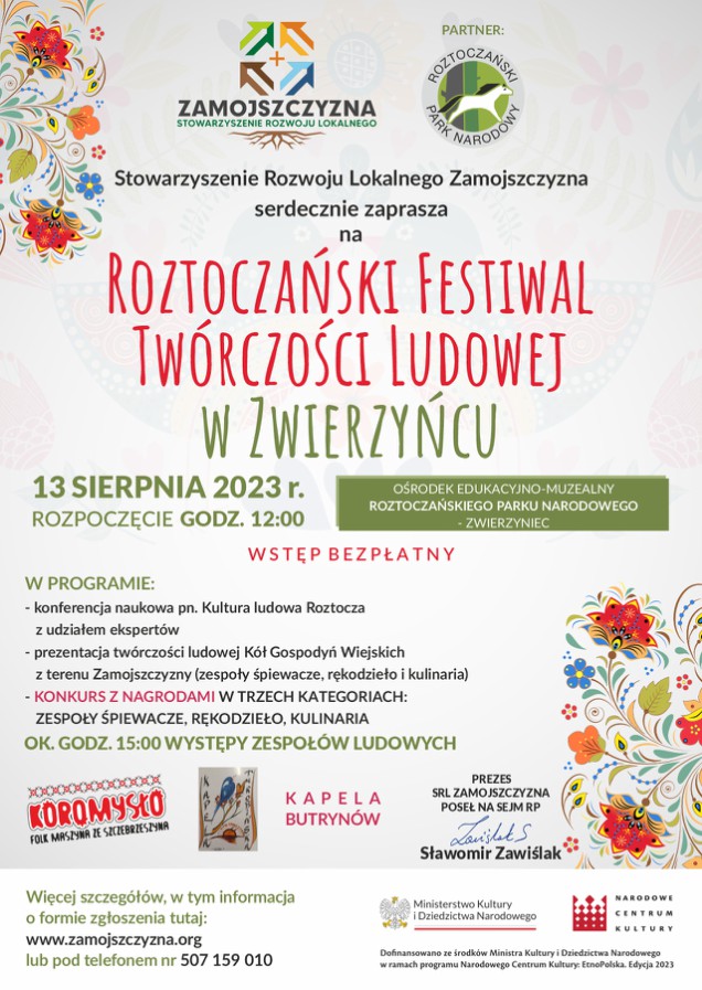 Roztoczański Festiwal Twórczości Ludowej Zwierzyniec 13.08.2023
