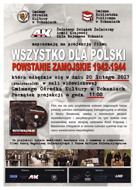 Projekcja filmu "Wszystko dla Polski - Powstanie Zamojskie 1942-1944"