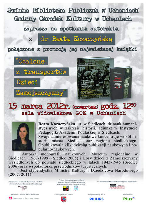Spotkanie autorskie z dr Beatą Kozaczyńską 15 marca 2012r
