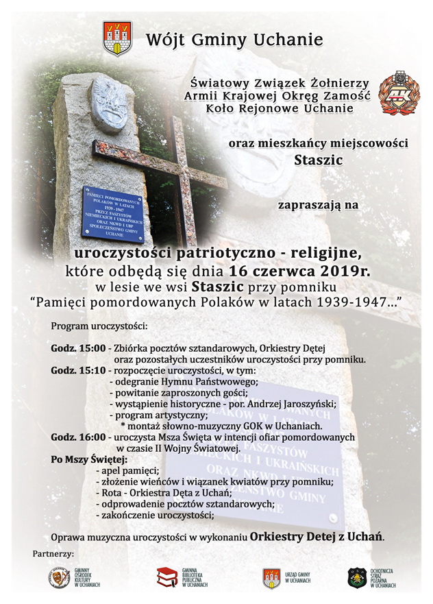 Uroczystośi patriotyczne w lesie we wsi Staszic 16.06.2019