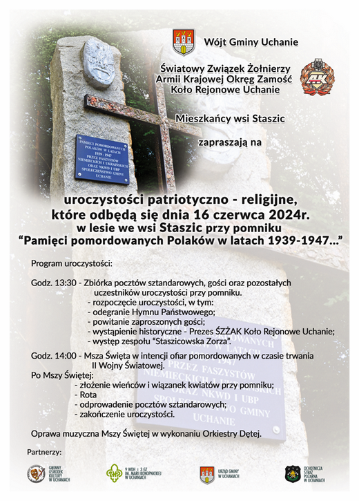 Uroczystości patriotyczno-religijne w lesie we wsi Staszic - 16.06.2024